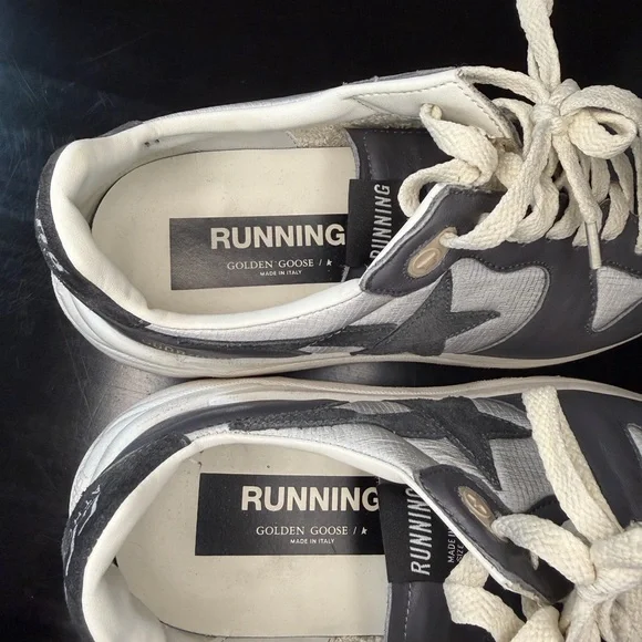 Golden Goose Men's Running Sole Sneakers in Silver, Ebony, Black